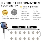 cheap Solar Outdoor Lights-Solar Powered Garden Fairy String Lights Iron Moroccan Ball Fairy Lights 12m 100LEDs for Home Yard Balcony Porch Trees Outdoor Party Decoration