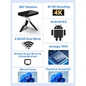 Недорогие Проекторы-Умный мини-проектор DLP с Wi-Fi 5G и Bluetooth, портативный карманный проектор с поддержкой декодирования 4K, коррекцией трапецеидальных искажений, ручной фокусировкой, сенсорным управлением, проектор