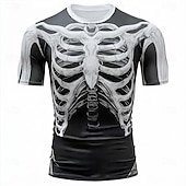 cheap Skull &amp; Bone-Men's Skull Bone T Shirt Short Sleeve T shirt 3D Print Crew Neck Shirt Gothic Street Dark Party White 1 Black White All Seasons Clothing Apparel S M L XL XXL XXXL