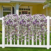 cheap Artificial Flower-4 Pcs Artificial Hanging Pansy Flowers for Outdoors, Faux Flowers Fake Spring Summer Decor, UV Resistant Fake Plants Silk Flower for Planter Front Door Porch Patio Yard Garden