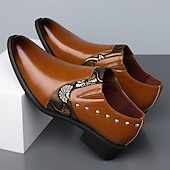cheap Loafers-Men's Brown Side-Cut Derby Shoes Stud Detail Fashion Dress Shoes Elegant Statement Gentleman Footwear for Weddings, Banquets, Parties and Evening Occasion Wear
