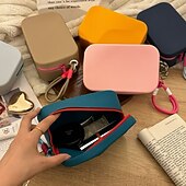 abordables Storage &amp; Organization-1pc Colorful Silicone Waterproof Cosmetic Bag, Portable Travel Makeup Organizer Pouch, Large Capacity Toiletry Storage Bag For Skincare, Makeup, Suitable For Vacation, Beach, Party, Birthday