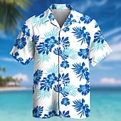 abordables Plantes tropicales-Homme Fleuri Cocotier Plantes Tropicales Chemise hawaïenne Chemises tropicales Chemise Aloha Manche Courte Hawaïen Quotidien Vacances à la Plage Été Printemps Col Rabattu Impression 3D Chemises