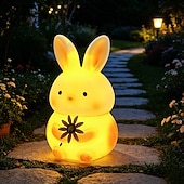 abordables Éclairage paysager-Lampes solaires d'extérieur en forme d'animaux, figurines lumineuses étanches en plastique représentant un lapin et un hibou, lampes décoratives solaires pour terrasse, pelouse, allée, parterre de