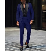  Homme Blazer + pantalon habillé Blazer Costumes Affaires Cocktail Fête de mariage 2 Pièces Mode Occasionnel Printemps Automne Polyester Bloc de Couleur Avec Poches Boutons Confortable Simple