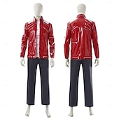 preiswerte Herrenkostüme-Popstar der 80er Sänger Kostüm mit roter Jacke Ausgefallene Kostüme Musik- und Bühnenikonen Retro Vintage 1980er for Herren Erwachsene Halloween Karneval Buchwoche Party Leistung Symphonie der