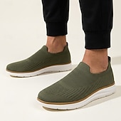 abordables Baskets Décontractées-Baskets basses en maille olive pour homme, légères, respirantes et confortables, idéales pour la marche, au quotidien, en voyage, pour les trajets domicile-travail et les sorties du week-end.
