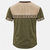 levne Vintage &amp;amp; Retro-Pánské Geometrický Americká americká vlajka Geleneksel Tričko Tričko Henley Trička Krátký rukáv Designové Základní Cikánské Ležérní Denní Venkovní Léto Jaro Jezerní modrá Světle zelená Námořnick