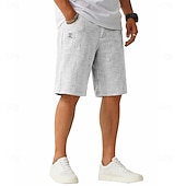  Voor heren Korte broek Linnen korte broek Zomer korte broeken Casual korte broek Trekkoord Elastische taille Effen Lichtgewicht Ademend Knielengte Dagelijks Buiten Feestdagen Vakantie Modieus blauw