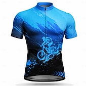voordelige Heren shirts-Heren Wielrenshirt Geometrisch Korte mouw Fietsen Shirt Kleding Bovenlichaam met 3 achterzakken UV-bestendig Sneldrogend Met zakken Ademend Sport blauw Geel Paars Kleding