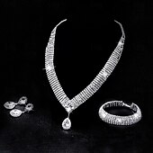 cheap Jewelry Sets-Jewelry Set Three-piece Suit Chrome Earrings Necklace Women's Fashion Jewelry Set For Wedding