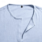 economico T-shirt in Cotone e Lino-Per uomo Maglietta Maglietta in lino Manica Corta Maniche Corte Scollo a V Primavera &amp; Estate Estate Primavera Semplice Moda Designer Essenziale Morbido Casuale Vacanza Streetwear Blu Bianco Nero