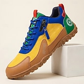 abordables Chaussures Décontractées à Lacets-Baskets de randonnée colorblock pour homme, chaussures de trail à lacets, semelle épaisse antidérapante, idéales pour les voyages, le camping et le quotidien.