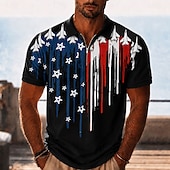 voordelige Onafhankelijkheidsdag-Heren 250ste Jubileum Patriottisch Amerikaanse Vlag 1776 2026 Kwartrits Polo Shirt Korte Mouwen Kraag Golf Casual Zomer Top