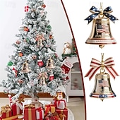 Lot de 3 cloches de Noël commémoratives du 250e anniversaire des États-Unis (1776-2026), en métal, aux couleurs du drapeau américain, idéales pour décorer le sapin ou comme souvenir. Cadeau idéal pour