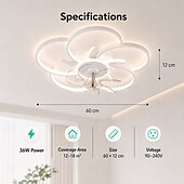 halpa Kattotuuletinvalaisimet-geometrinen kattotuuletin himmennettävä valojen kaukosäätimellä, 6 nopeutta 3 väriä musta matalaprofiilinen kattotuuletin valolla keittiöön, makuuhuoneeseen, olohuoneeseen