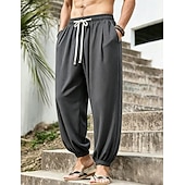 economico pantaloni casual-Per uomo Joggers Pantaloni Pantaloni casual Pantaloni a Nido d'Ape Coulisse Tasca Elastico in vita Tinta unica Asciugatura Rapida Leggero Quotidiano All'aperto Vacanza Vacanza Elegante Nero Bianco