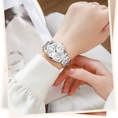economico Orologi al quarzo-Orologio da donna Olevs, cinturino in acciaio inossidabile argentato, quadrante nero, numeri arabi, orologio analogico al quarzo con datario, impermeabile, orologio elegante da donna.