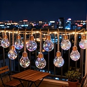 abordables Lampes d’extérieur solaires-Guirlande lumineuse solaire d'extérieur de 8 m, 16 LED, style rétro, en corde de chanvre, 8 modes d'éclairage, étanche, idéale pour villa, jardin, cour, arbre, camping, café, décoration d'ambiance de