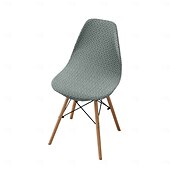 abordables Funda para silla de comedor-Funda elástica de sarga para silla, funda elástica con respaldo festoneado para silla de comedor.