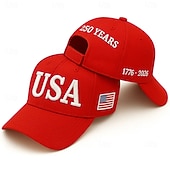  Boné comemorativo do 250º aniversário dos EUA (1776–2026), boné vermelho bordado, boné de beisebol patriótico com as letras "USA". &Bandeira americana para o Dia da Independência, 4 de julho, Dia da