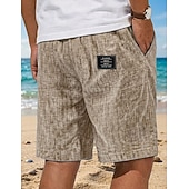 abordables Vacances-Homme Shorts Shorts en Lin Shorts d'été Shorts de plage Cordon de serrage Taille Élastique Uni Confort Respirant Longueur Genou Occasionnel Quotidien Extérieur ancien Vacances Gris blanc bleu marine