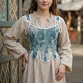 cheap Tops-Medieval Renaissance Cottagecore Corset Overbust Corset Bodice Peasant Lace up Floral Fancy Dress Women's Fantasy Halloween Carnival Casual Daily Renaissance Fair LARP Adults' Corset Spring &amp; Summer