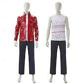 preiswerte Herrenkostüme-Popstar der 80er Sänger Kostüm mit roter Jacke Ausgefallene Kostüme Musik- und Bühnenikonen Retro Vintage 1980er for Herren Erwachsene Halloween Karneval Buchwoche Party Leistung Symphonie der