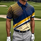 halpa Miesten golfpoolopaita-Miesten Geometrinen Golf Urheilu poolopaidat Lyhythihainen Poolopaidat Kauluspaidat Vapaa-aika Urheilu- ja treenivaatteet 3D-tulostus Napit Hengittävä verkkokangas Kevät kesä Sininen Purppura Apila