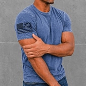 abordables Camisetas Patrióticas 250-Camisa de algodón con lavado ácido de bandera del 250 aniversario para hombres camiseta de peso pesado camiseta de manga corta camiseta DTG de cuello redondo patriótica de calle vacaciones azul negro
