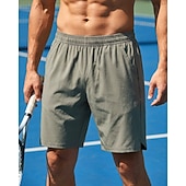 Недорогие Мужские шорты-Men's Solid Colored Sports Shorts Tennis Shorts Pocket Elastic Waist Sporty Quick Dry Stretchy Moisture Wicking Breathable Tennis Golf Running Shorts Black Army Green Light Grey Tennis Clothing
