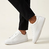 economico Scarpe Casual con Lacci-Scarpe da ginnastica basse bianche da uomo, scarpe casual stringate per camminare, scarpe comode e minimaliste per viaggiare e per l'uso quotidiano.