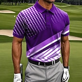 halpa Miesten golfpoolopaita-Miesten Geometrinen Golf Urheilu poolopaidat Lyhythihainen Poolopaidat Kauluspaidat Vapaa-aika Urheilu- ja treenivaatteet 3D-tulostus Napit Hengittävä verkkokangas Kevät kesä Sininen Purppura Apila