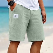 halpa Loma-Miesten Shortsit Liinavaatteet Kesähousut Rantahousut Kurenauha Tasku Joustava vyötärö Solid Color Kevyt Hengittävä Polven pituus Päivittäin ulko- Pyhäpäivä Loma Muoti Khaki Valkoinen Joustamaton