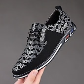 economico Scarpe Casual con Lacci-Sneakers casual da uomo nere e rosse con stampa, allacciate, leggere e comode, perfette per camminare, ideali per feste, banchetti, serate fuori e per lo stile street di tutti i giorni.