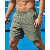 Недорогие Мужские шорты-Men's Solid Colored Sports Shorts Tennis Shorts Pocket Elastic Waist Sporty Quick Dry Stretchy Moisture Wicking Breathable Tennis Golf Running Shorts Black Army Green Light Grey Tennis Clothing