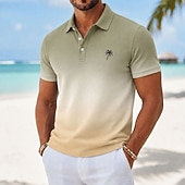 preiswerte Hawaii-Poloshirt für Herren-Herren Farbverlauf Hawaiianische Polohemden Kurzarm Polo-Shirts Hemden mit Kragen Lässig Resort Athleisure 3D-Druck Knöpfe Atmungsaktives Gewebe Frühling &amp; Sommer Blau Purpur Braun
