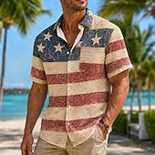 cheap Patriotic 250 Shirts-4th of July 2026 250th Men's American Flag Shirt Summer Shirt Short Sleeve Patriotic Daily Streetwear Summer Spring Turndown 3D Print Front One Pocket Button Up Shirts Blue Red 1 Red Dark Blue