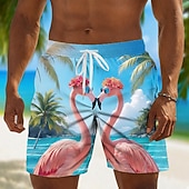 economico Animali &amp; Uccelli-Per uomo Fenicottero Albero di Cocco Costumi da bagno Costumi da bagno Pantaloncini da bagno Pantaloncini da Surf Misura del girovita medio Hawaiano Quotidiano Vacanza al Mare Tasche Laterali fodera