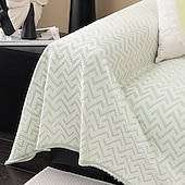 cheap Cooling Couch Cover-Summer Cooling Ice Silk Sofa Cover - Modern Zigzag Pattern Couch Throw - Breathable Non-Slip Furniture Protector for Living Room