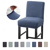cheap Dining Chair Cover-Stretch Polar Fleece Short Back Chair Cover - Elastic Bar Stool Slipcover for Counter Height Chairs, Soft Washable Dust-Proof Seat Protector