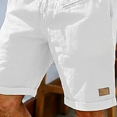 economico Vacanza-Per uomo Shorts Shorts di Lino Pantaloncini Estivi Shorts da Spiaggia Coulisse Elastico in vita Tasca con cerniera Semplice Tinta unita Comodità Morbido Corto Quotidiano Spiaggia Moda Chic &amp; Moderno