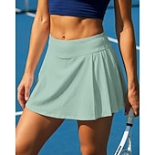preiswerte Damenröcke &amp; Skorts-Damen Einfarbig Lässiger Rock Tennisröcke mit Shorts Sportrock Ärmellos Tasche Elastischer Bund Sportlich Leicht Elastisch Feuchtigkeitsableitend Atmungsaktiv Tennis Golfspiel Laufen Rock Dunkelrosa