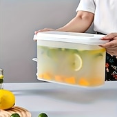 cheap Kitchen Utensils &amp; Gadgets-Large-Capacity Refrigerator Beverage Dispenser with Faucet, Non-Rechargeable PP Drink Jug for Lemonade, Juice &amp; Tea, Ideal for Household Refrigerators, Modern White Cold Beverage Container