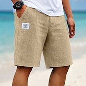 halpa Loma-Miesten Shortsit Liinavaatteet Kesähousut Rantahousut Kurenauha Tasku Joustava vyötärö Solid Color Kevyt Hengittävä Polven pituus Päivittäin ulko- Pyhäpäivä Loma Muoti Khaki Valkoinen Joustamaton