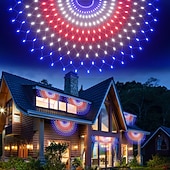  Luci decorative a forma di bandiera americana per il 250° anniversario degli Stati Uniti e il 4 luglio – luci a stringa a semivento super luminose, impermeabili IP44 per interni &all'aperto, festività