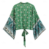 preiswerte Oberteile-Böhmische Boho Hippie Bauchfreies Top langarm Hippie Blumen Kostüm Damen Strand Musikfestival Erwachsene Oberteil Sommer