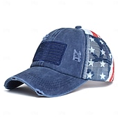 preiswerte U.S. 250. Jahrestag-Bold Freedom Ponytail Cap, patriotische Baseballkappe mit Used-Look und amerikanischer Flagge für Damen, Trucker-Cap aus gewaschener Baumwolle, verstellbarer Sonnenhut mit Klettverschluss zum 250.