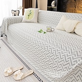 cheap Cooling Couch Cover-Summer Cooling Ice Silk Sofa Cover - Modern Zigzag Pattern Couch Throw - Breathable Non-Slip Furniture Protector for Living Room
