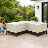 abordables Fundas para Muebles de Patio-Funda para muebles de jardín, funda para sofá esquinero en forma de L, funda impermeable para sofá de ratán, para muebles de jardín, conjunto de asientos, sofá esquinero, conjunto de salón esquinero,